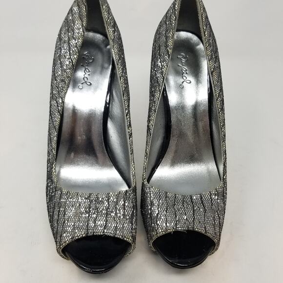 Qupid Silver Metallic Platform Stilettos Heels Comfortable Women's Size 8 - Picture 3 of 8